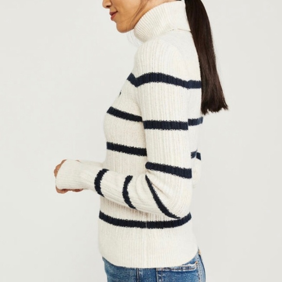 BNWT Abercrombie & Fitch Striped Turtleneck Sweater - Picture 4 of 6